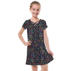 Seamless Pattern With Love Symbols Kids  Cross Web Dress by Vaneshart