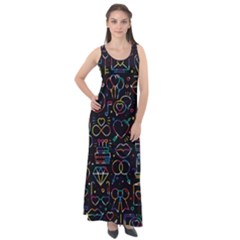 Seamless Pattern With Love Symbols Sleeveless Velour Maxi Dress by Vaneshart