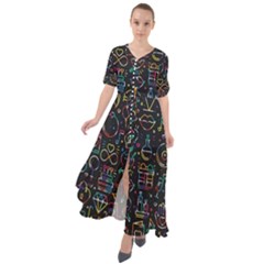 Seamless Pattern With Love Symbols Waist Tie Boho Maxi Dress by Vaneshart