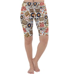 Music Retro Seamless Pattern Cropped Leggings  by Vaneshart