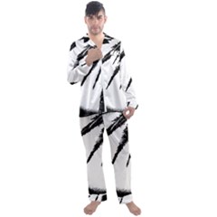 Black And White Tropical Moonscape Illustration Men s Long Sleeve Satin Pyjamas Set by dflcprintsclothing