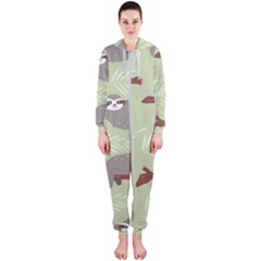 Sloths Pattern Design Hooded Jumpsuit (ladies)  by Vaneshart