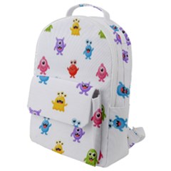 Seamless Pattern Cute Funny Monster Cartoon Isolated White Background Flap Pocket Backpack (small) by Vaneshart