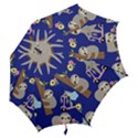 Hand Drawn Cute Sloth Pattern Background Hook Handle Umbrellas (Large) View2