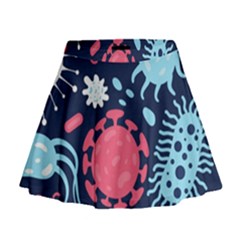 Seamless Pattern Microbes Virus Vector Illustration Mini Flare Skirt by Vaneshart