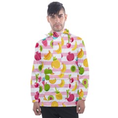 Tropical Fruits Berries Seamless Pattern Men s Front Pocket Pullover Windbreaker by Vaneshart
