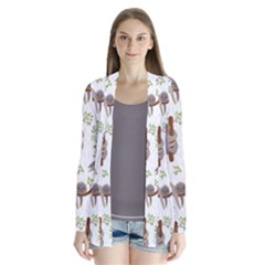 Seamless Pattern With Cute Sloths Sleep More Drape Collar Cardigan by Vaneshart