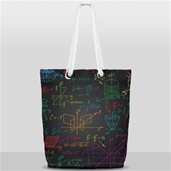 Mathematical Colorful Formulas Drawn By Hand Black Chalkboard Full Print Rope Handle Tote (small) by Vaneshart