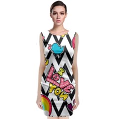 Vector Romantic Love Seamless Pattern Sleeveless Velvet Midi Dress by Vaneshart