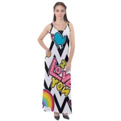 Vector Romantic Love Seamless Pattern Sleeveless Velour Maxi Dress by Vaneshart