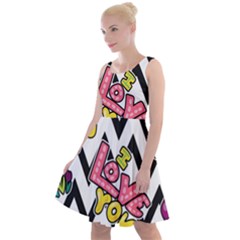 Vector Romantic Love Seamless Pattern Knee Length Skater Dress by Vaneshart