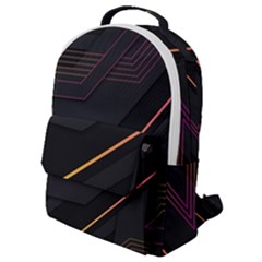 Gradient Geometric Shapes Dark Background Flap Pocket Backpack (small) by Vaneshart