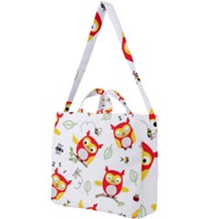 Seamless Pattern Vector Owl Cartoon With Bugs Square Shoulder Tote Bag by Vaneshart
