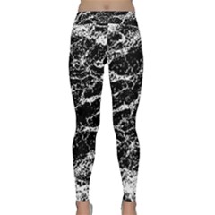 Black And White Abstract Textured Print Classic Yoga Leggings by dflcprintsclothing