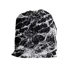 Black And White Abstract Textured Print Drawstring Pouch (xl) by dflcprintsclothing