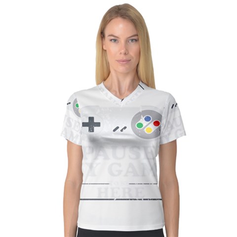 I Had To Pause My Game To Be Here V-neck Sport Mesh Tee by ChezDeesTees