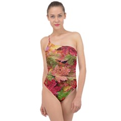 Spring Leafs Classic One Shoulder Swimsuit by Sparkle
