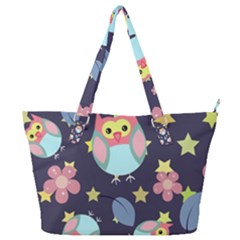Owl Stars Pattern Background Full Print Shoulder Bag by Vaneshart