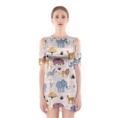 Wild Animals Seamless Pattern Shoulder Cutout One Piece Dress by Vaneshart