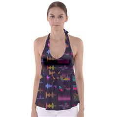 Colorful-sound-wave-set Babydoll Tankini Top by Vaneshart