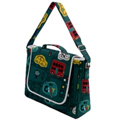 Seamless-pattern-hand-drawn-with-vehicles-buildings-road Box Up Messenger Bag by Vaneshart