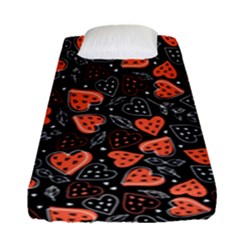 Seamless-vector-pattern-with-watermelons-hearts-mint Fitted Sheet (single Size) by Vaneshart