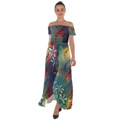 Flower Dna Off Shoulder Open Front Chiffon Dress by RobLilly