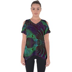 Fractal Flower Cut Out Side Drop Tee by Sparkle