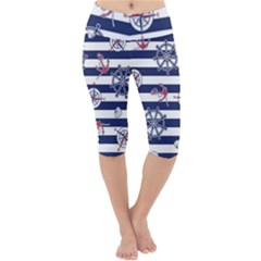 Seamless Marine Pattern Lightweight Velour Cropped Yoga Leggings by BangZart