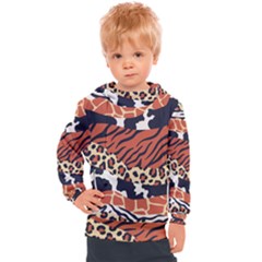 Mixed Animal Skin Print Safari Textures Mix Leopard Zebra Tiger Skins Patterns Luxury Animals Texture Kids  Hooded Pullover by BangZart