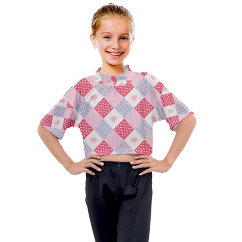 Cute Kawaii Patches Seamless Pattern Kids Mock Neck Tee by BangZart