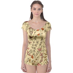 Seamless Pattern With Different Flowers Boyleg Leotard  by BangZart