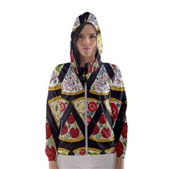 Vector Seamless Pattern With Italian Pizza Top View Women s Hooded Windbreaker by BangZart