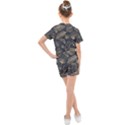 Elegant pattern with golden tropical leaves Kids  Mesh Tee and Shorts Set View2