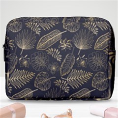 Elegant Pattern With Golden Tropical Leaves Make Up Pouch (large) by BangZart