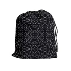 Black And White Tech Pattern Drawstring Pouch (xl) by dflcprintsclothing