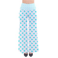 White Light Blue Hearts Pattern, Pastel Sky Blue Color So Vintage Palazzo Pants by Casemiro