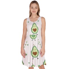 Cute Seamless Pattern With Avocado Lovers Knee Length Skater Dress With Pockets by BangZart