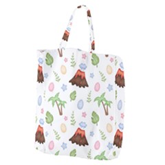 Cute Palm Volcano Seamless Pattern Giant Grocery Tote by BangZart