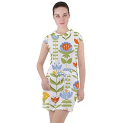 Seamless Pattern With Various Flowers Leaves Folk Motif Drawstring Hooded Dress by BangZart
