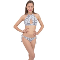White And Nerdy - Computer Nerds And Geeks Cross Front Halter Bikini Set by DinzDas