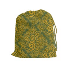 Abstract Flowers And Circle Drawstring Pouch (xl) by DinzDas