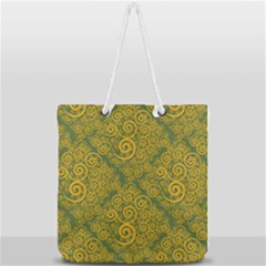 Abstract Flowers And Circle Full Print Rope Handle Tote (large) by DinzDas