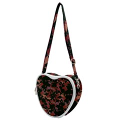 Red Dark Camo Abstract Print Heart Shoulder Bag by dflcprintsclothing