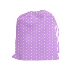 White Polka Dot Pastel Purple Background, Pink Color Vintage Dotted Pattern Drawstring Pouch (xl) by Casemiro