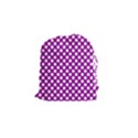 White and purple, polka dots, retro, vintage dotted pattern Drawstring Pouch (Small) View1