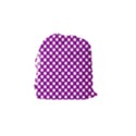 White and purple, polka dots, retro, vintage dotted pattern Drawstring Pouch (Small) View2