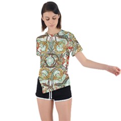 Multicolored Modern Collage Print Asymmetrical Short Sleeve Sports Tee by dflcprintsclothing