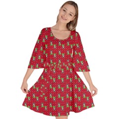 Headphones Girl Red Velour Kimono Dress by snowwhitegirl