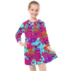 Dinos Kids  Quarter Sleeve Shirt Dress by Sobalvarro